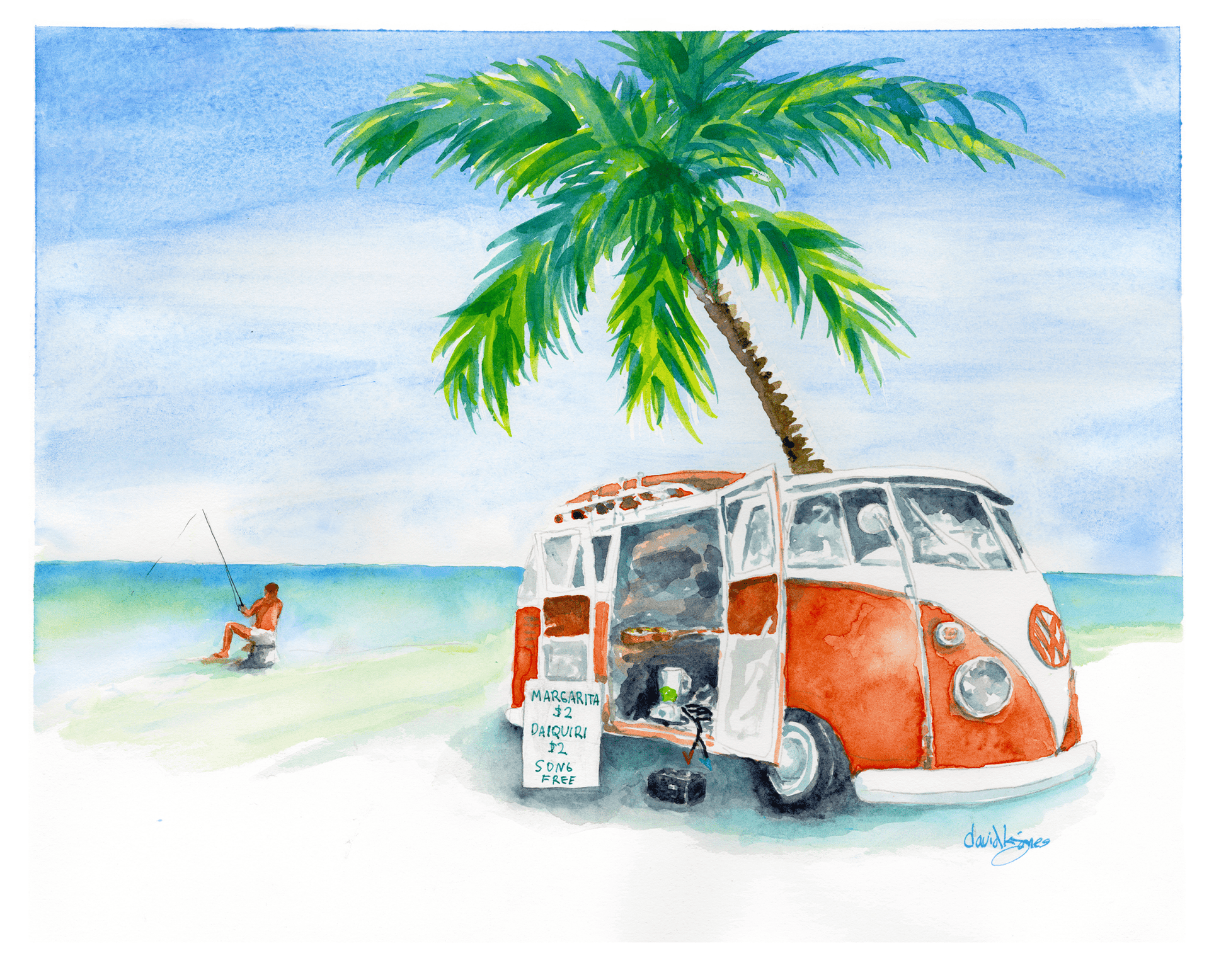 12 Volt Man (original watercolor) - davidkjonesart