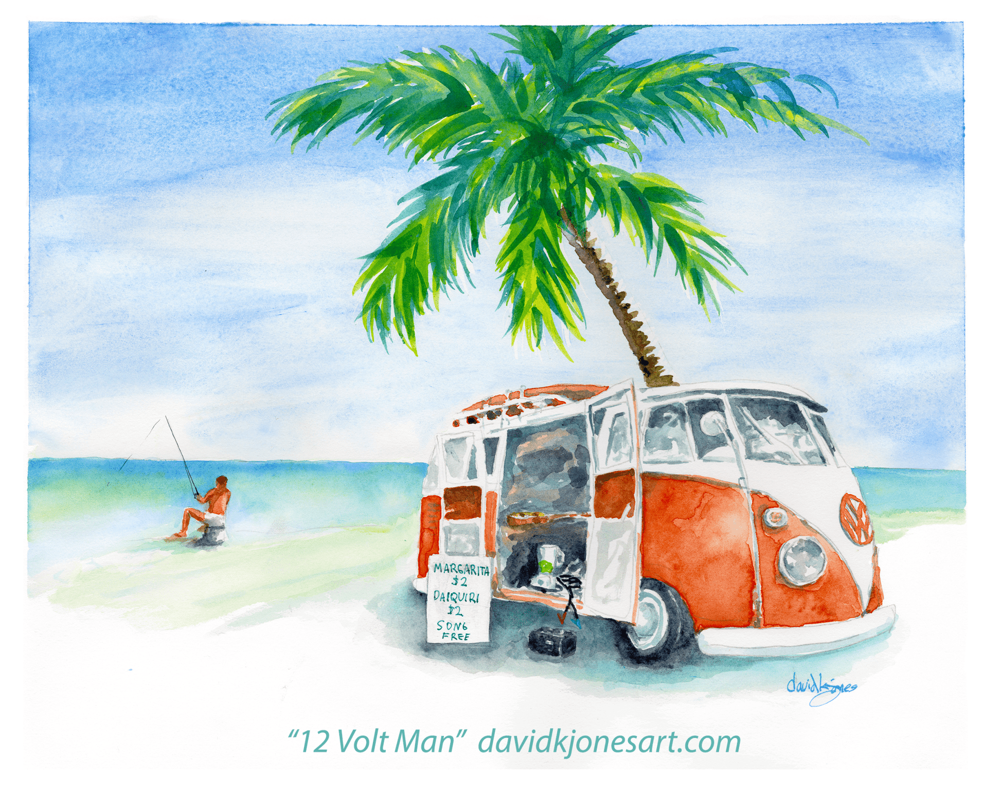 12 Volt Man (original watercolor) - davidkjonesart