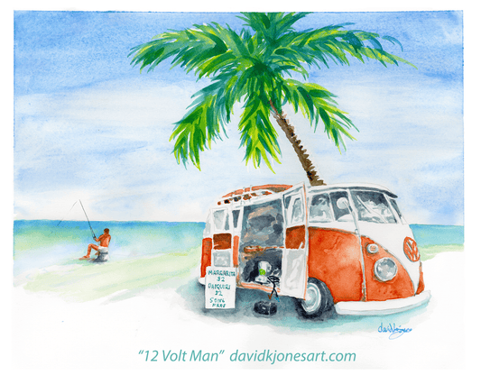 12 Volt Man (original watercolor) - davidkjonesart