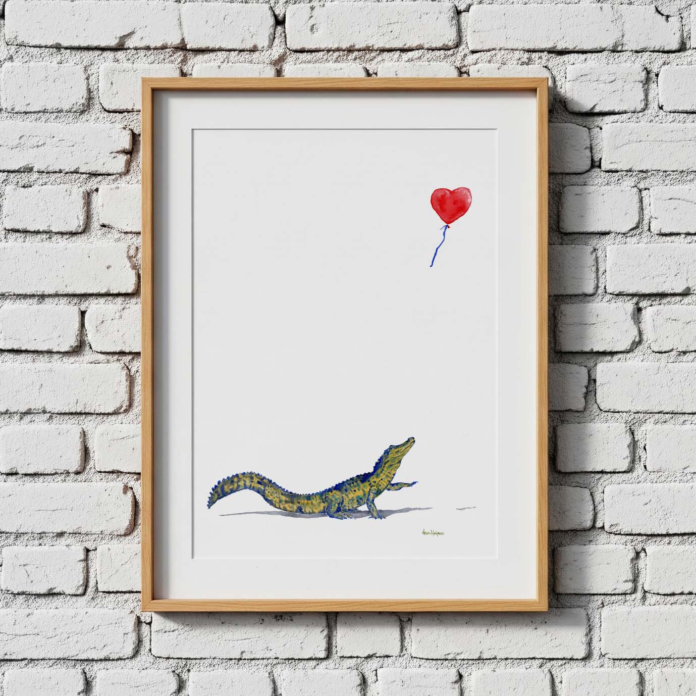 Alligator and Red Balloon - davidkjonesart