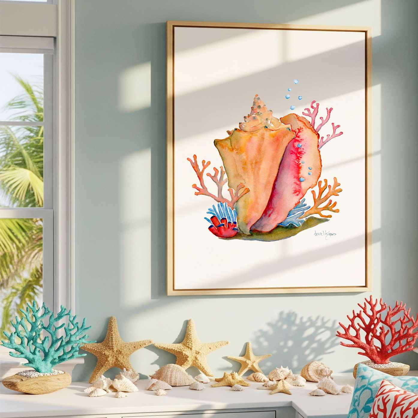 Conch & Coral art print - davidkjonesart