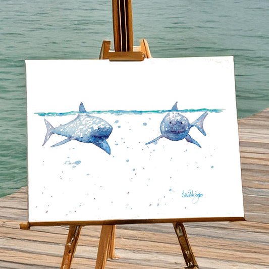 Fins to the Left, Fins to the Right (Art Print) - davidkjonesart