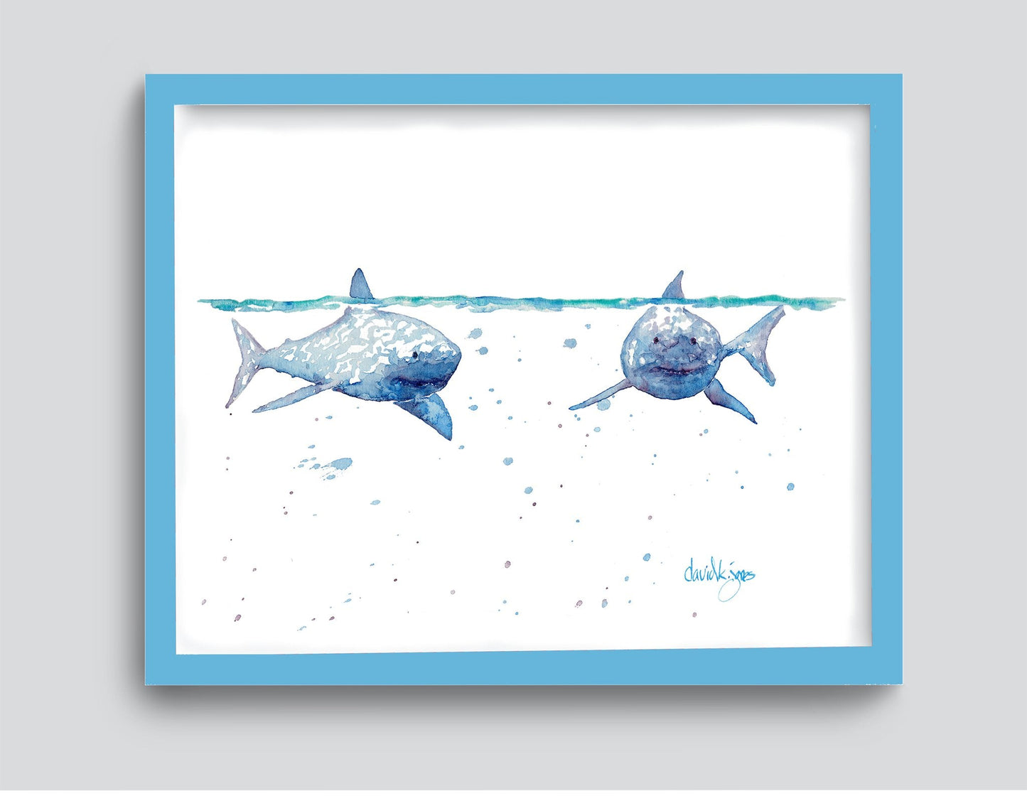 Fins to the Left, Fins to the Right (Art Print) - davidkjonesart