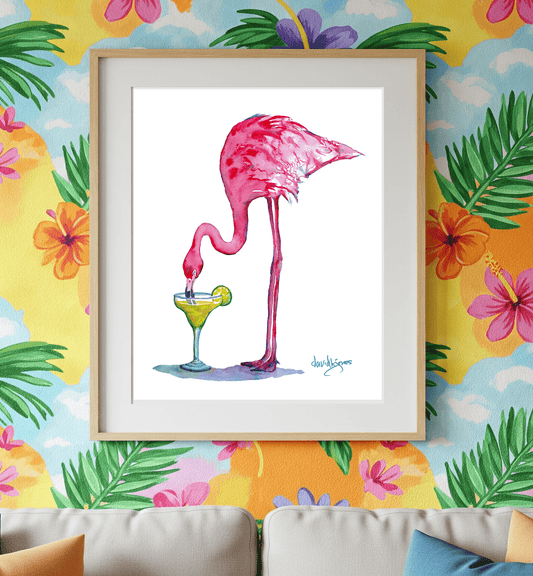 Flamingo Margarita (art print) - davidkjonesart