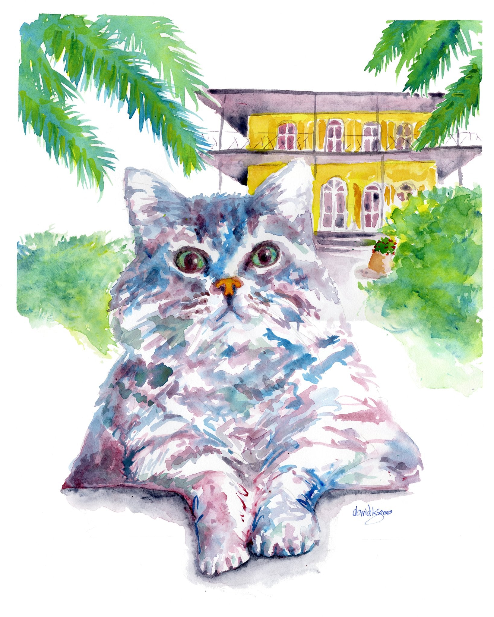 Key West Hemingway House Cat - davidkjonesart
