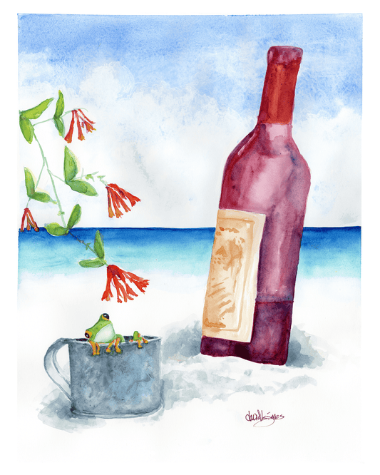 Tin Cup Chalice on the Beach (original watercolor) - davidkjonesart