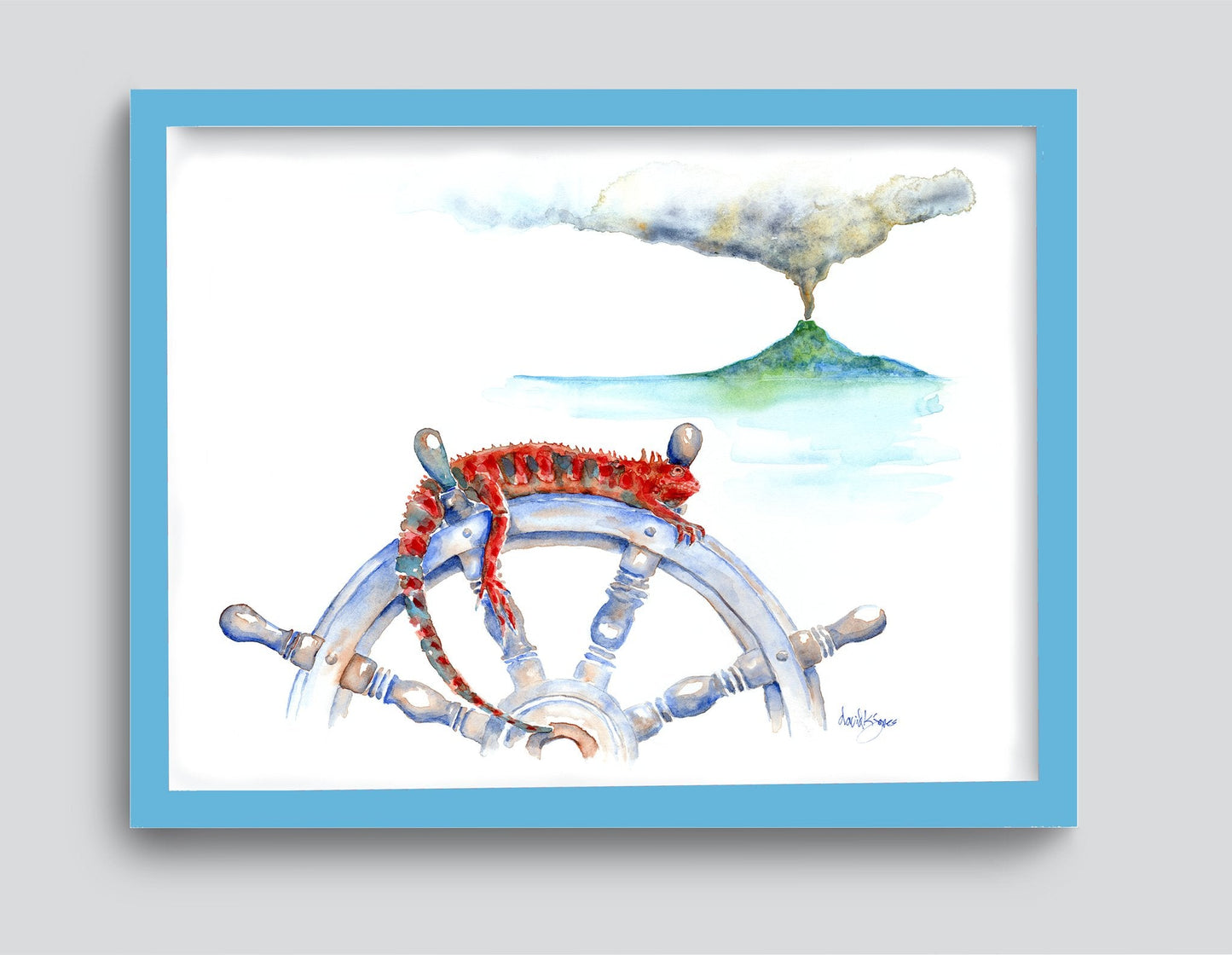 Volcano, Legend of the Red Iguana (art print) - davidkjonesart