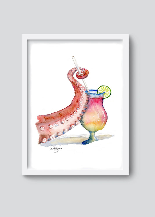 Octopus Drink (original watercolor)