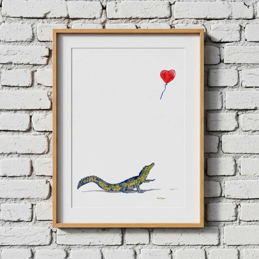 Alligator and Red Balloon - davidkjonesart