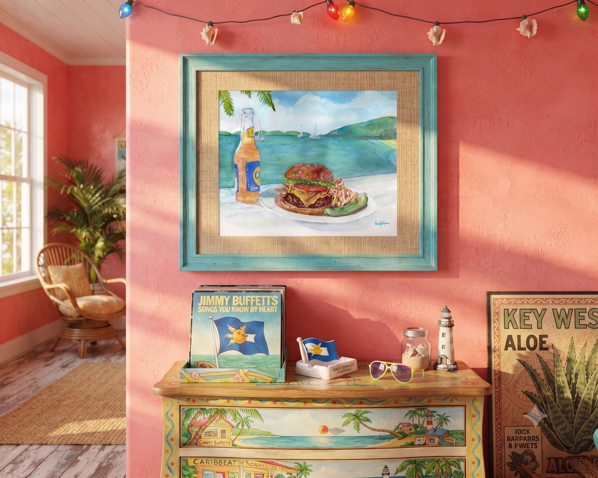 Cheeseburger in Paradise by David K Jones (ART PRINT) - davidkjonesart