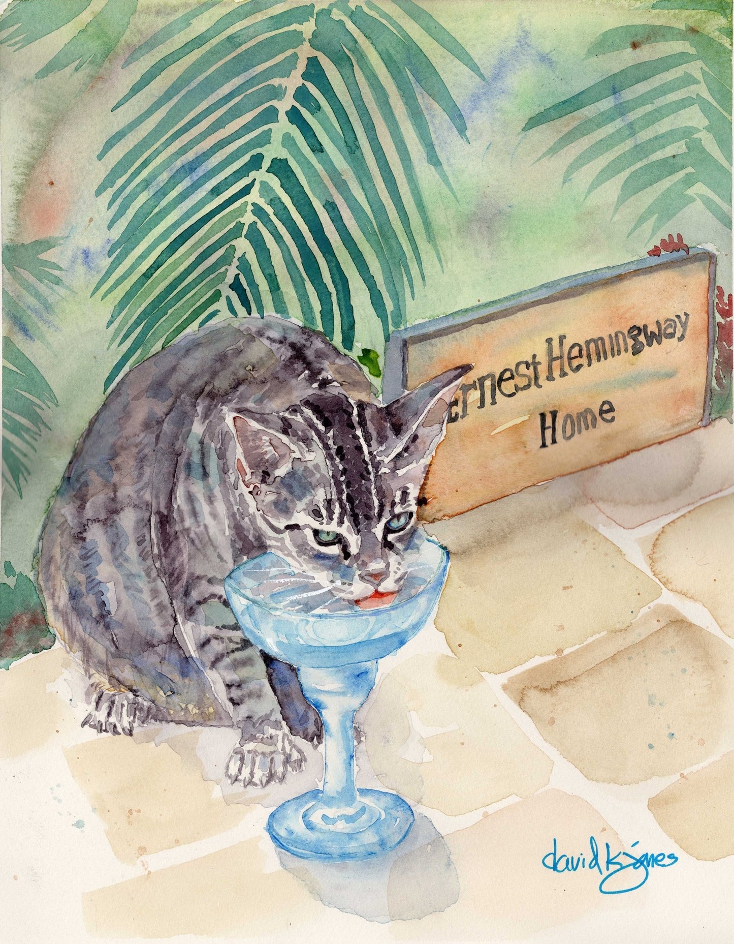 Deannas Kitty Original Watercolor - davidkjonesart