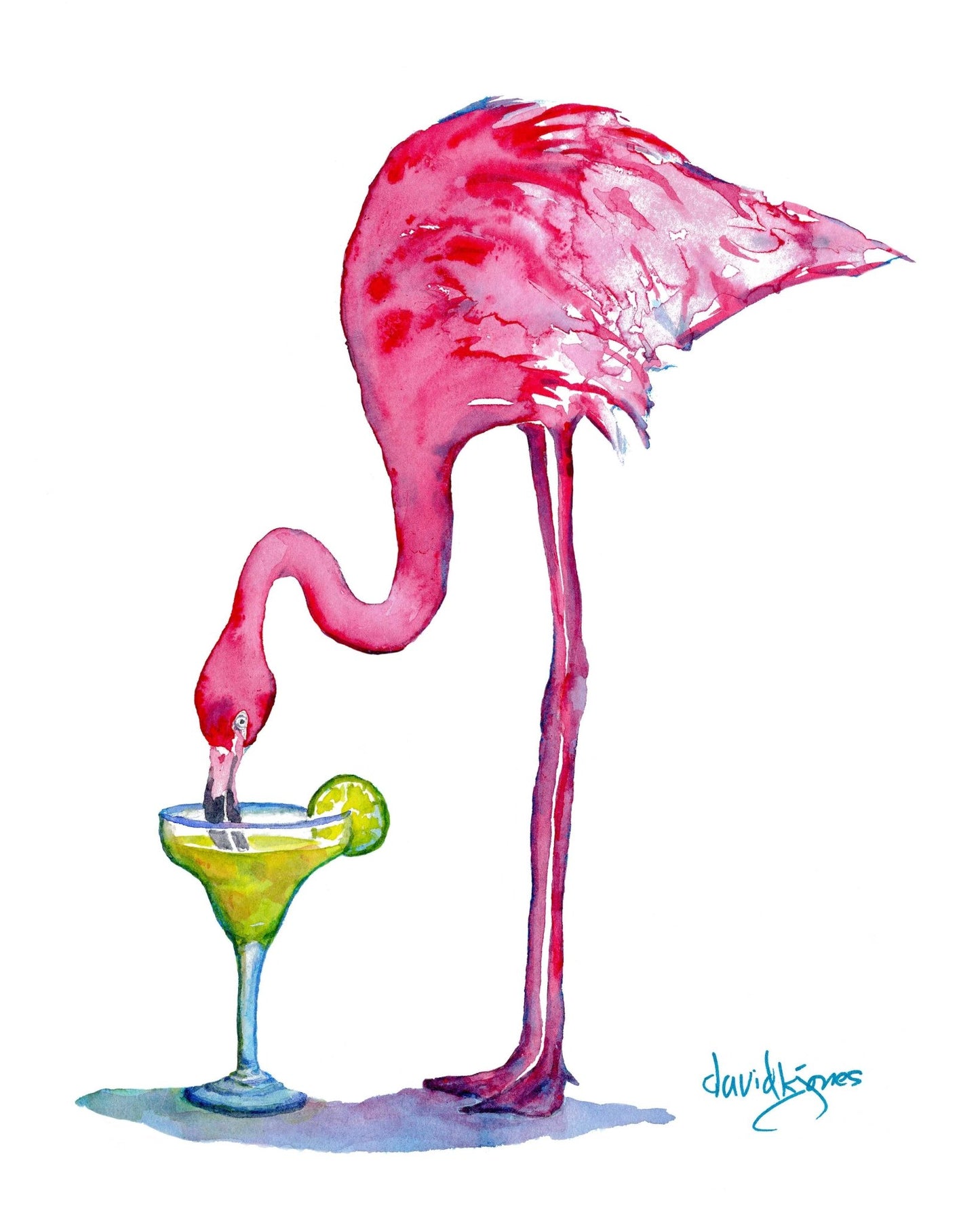 Flamingo Margarita (art print) - davidkjonesart