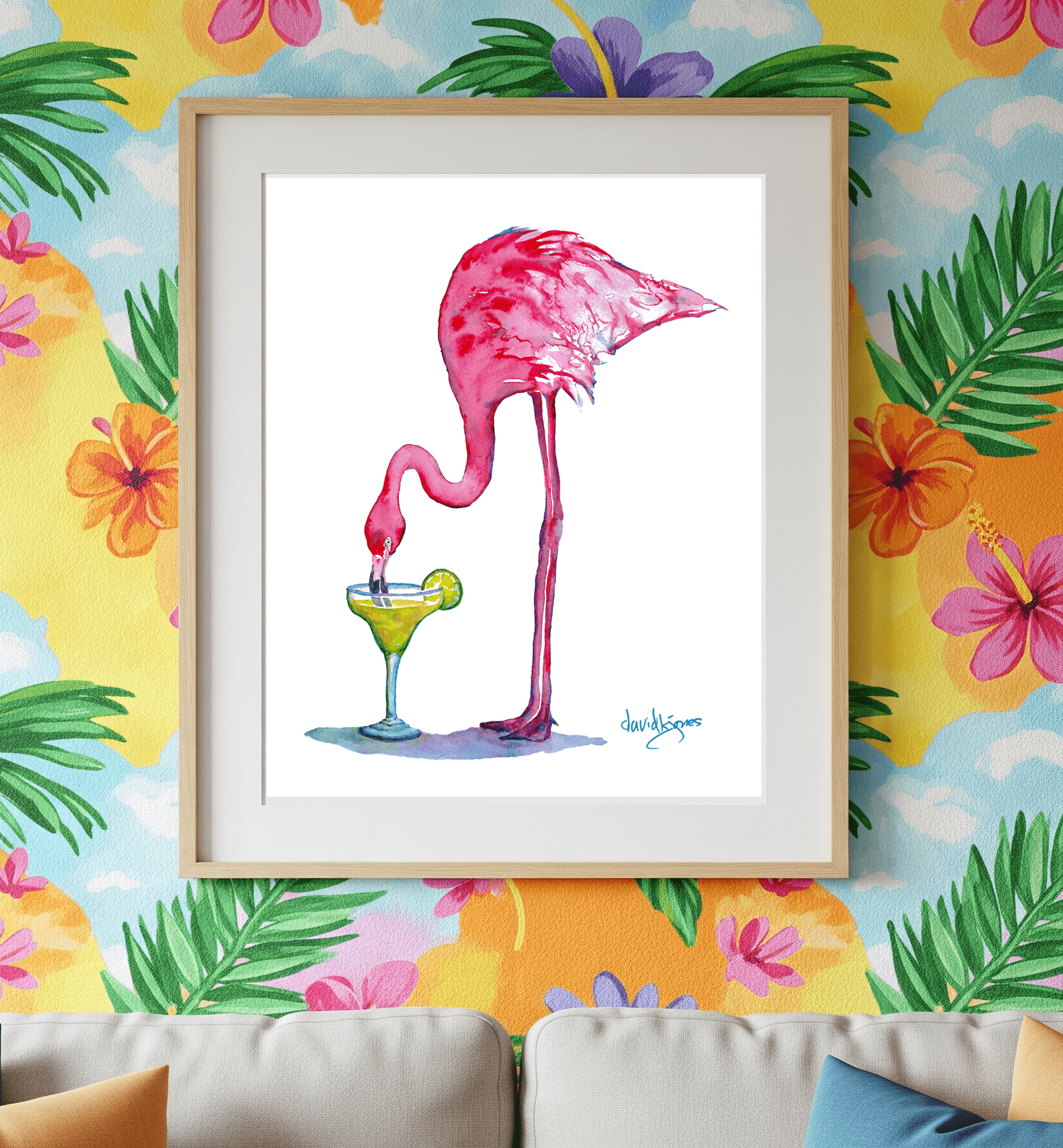 Flamingo Margarita (art print) - davidkjonesart