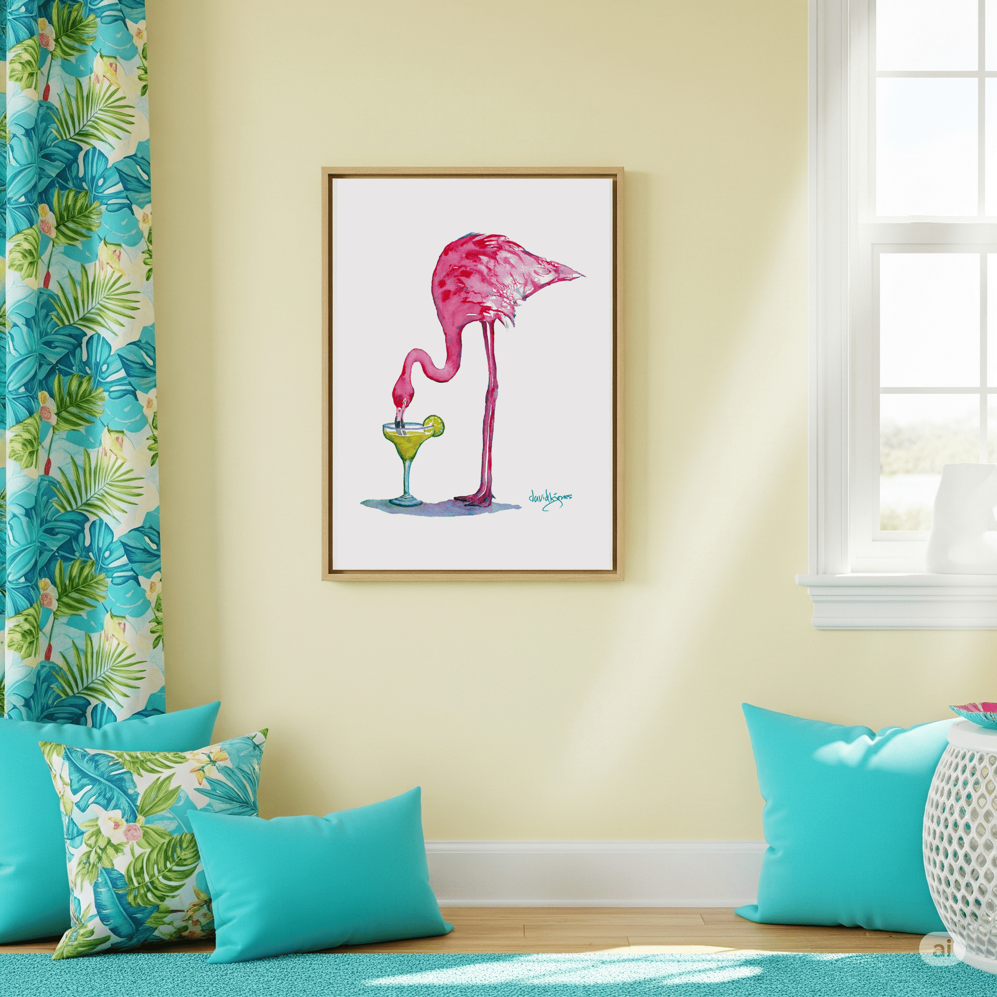 Flamingo Margarita (art print) - davidkjonesart