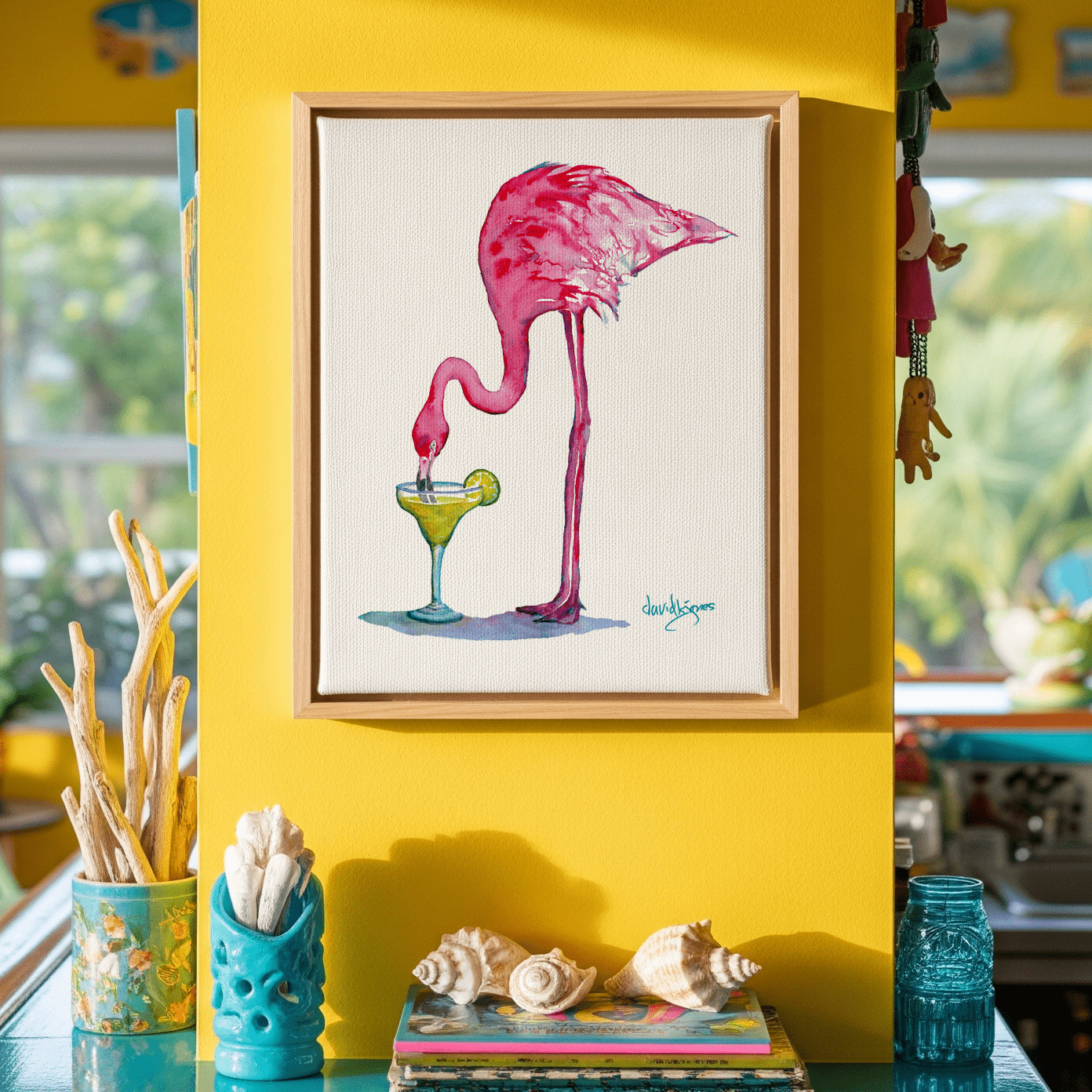 Flamingo Margarita (art print) - davidkjonesart