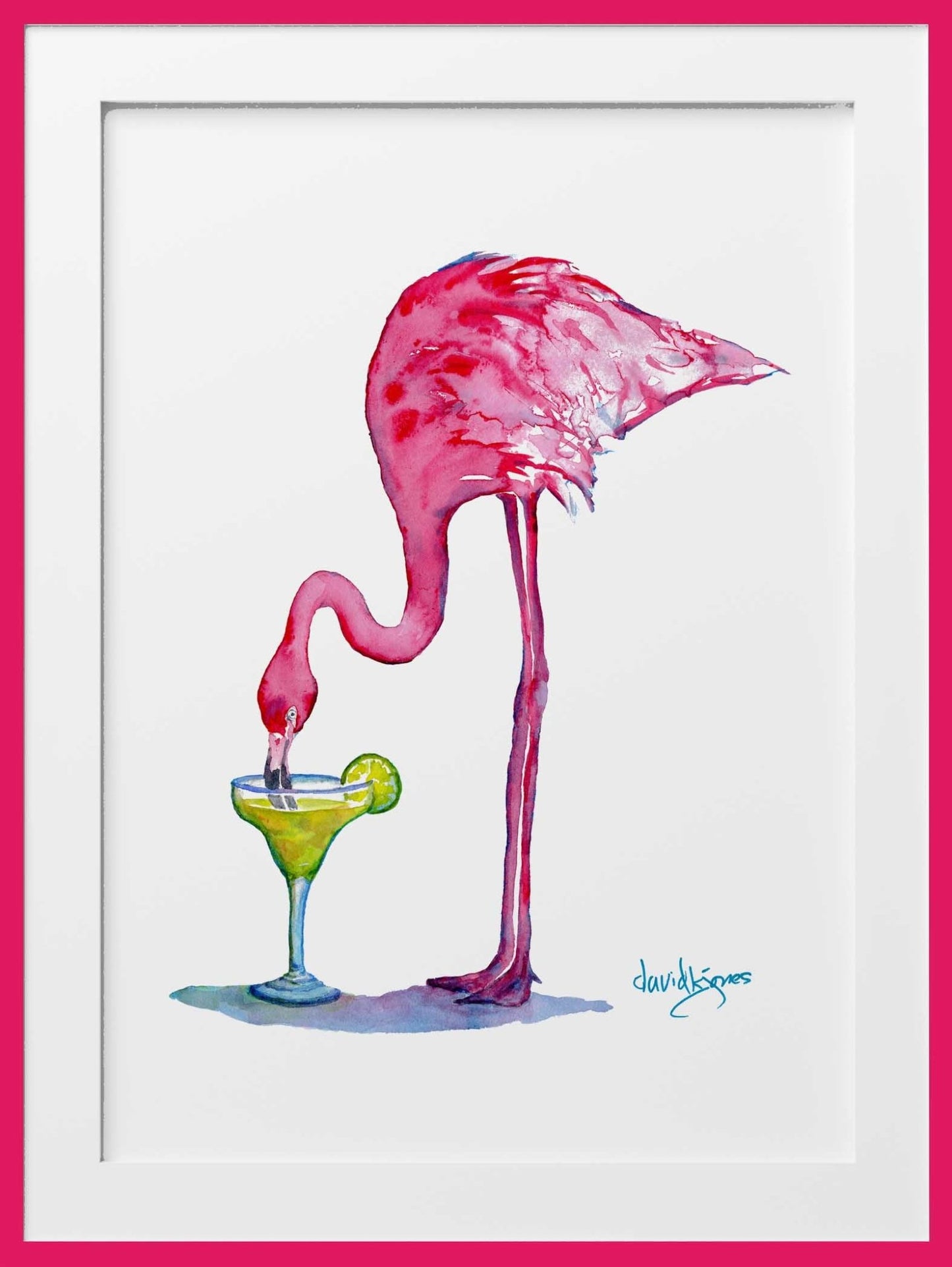 Flamingo Margarita (art print) - davidkjonesart