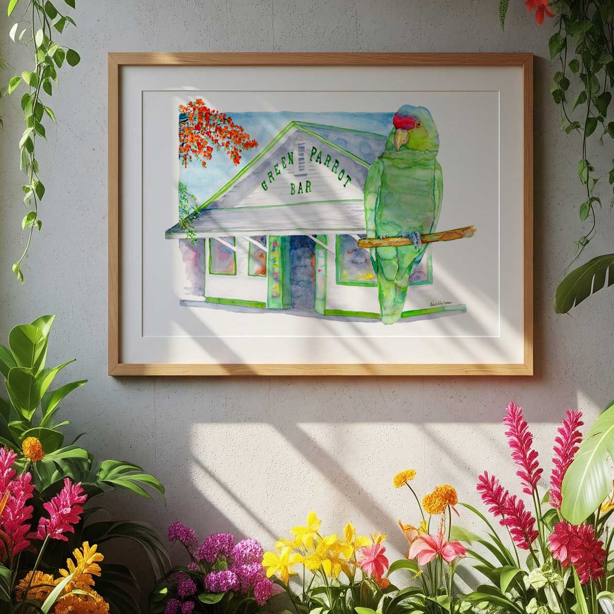 Green Parrot - davidkjonesart