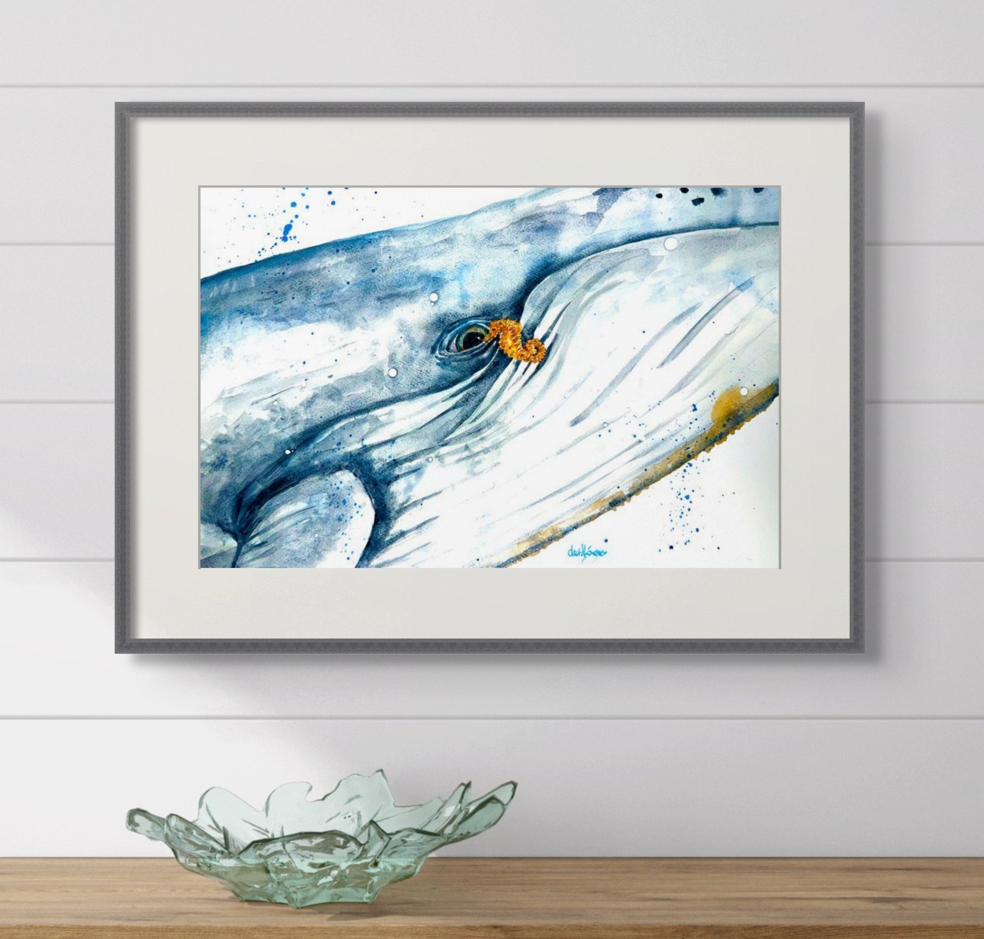 Hello (Whale & Seahorse art print) - davidkjonesart