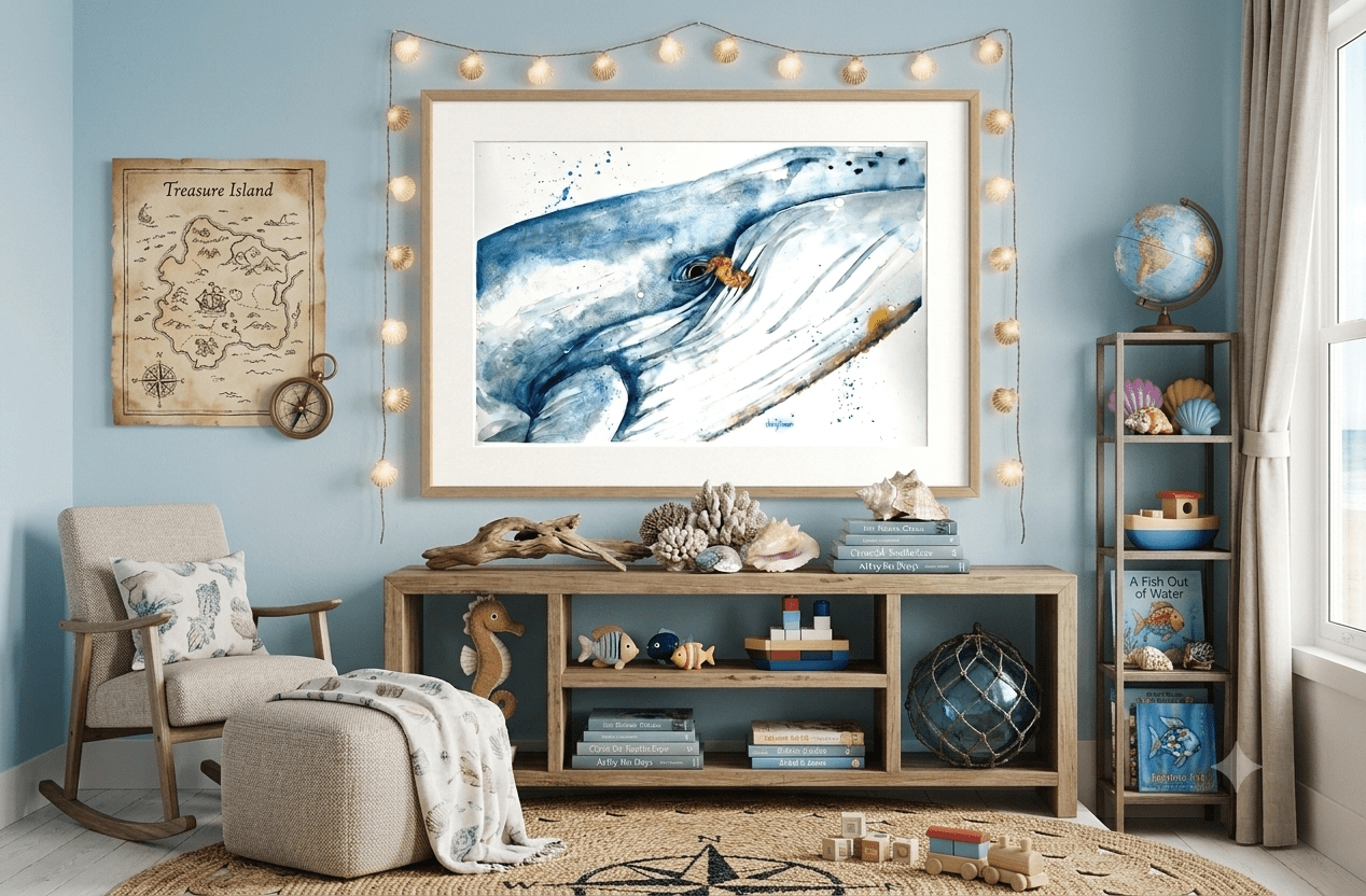 Hello (Whale & Seahorse art print) - davidkjonesart