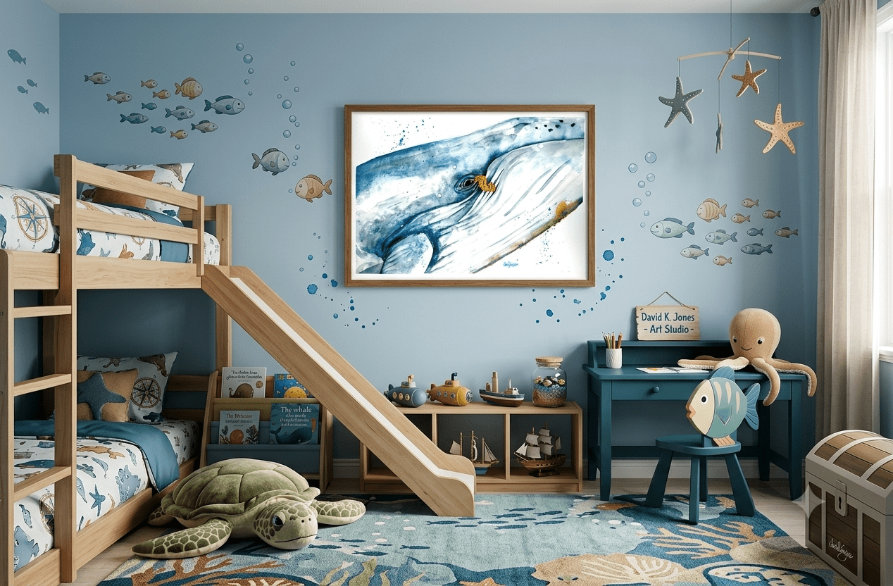 Hello (Whale & Seahorse art print) - davidkjonesart