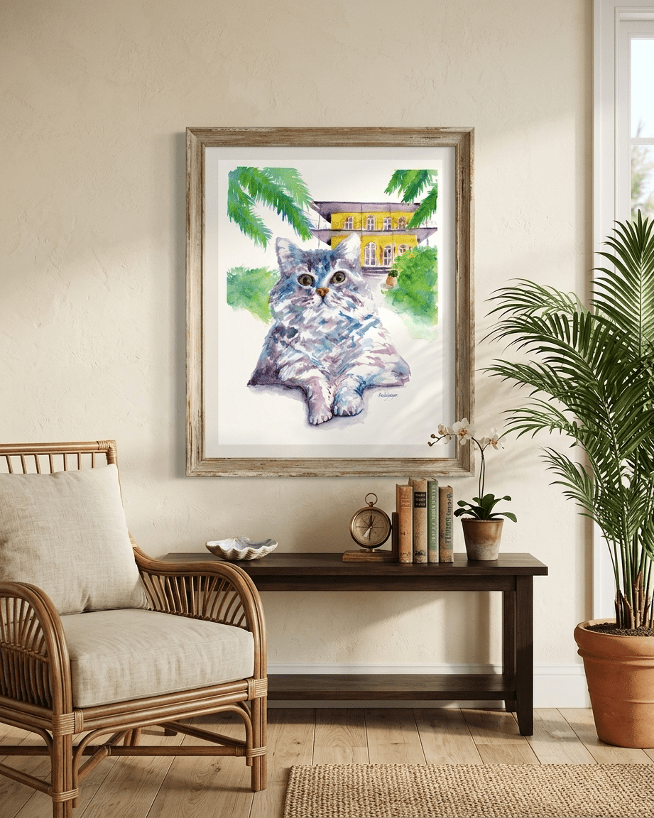 Key West Hemingway House Cat - davidkjonesart