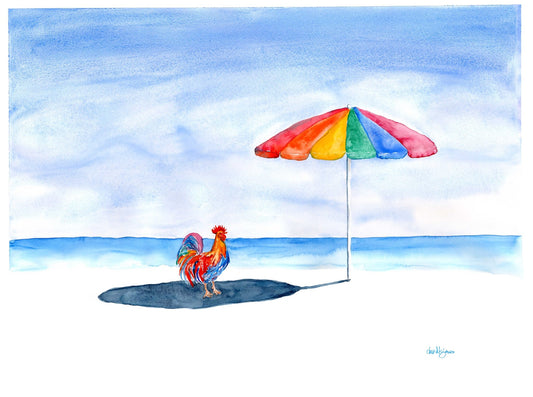 Key West Rooster on the Beach - davidkjonesart