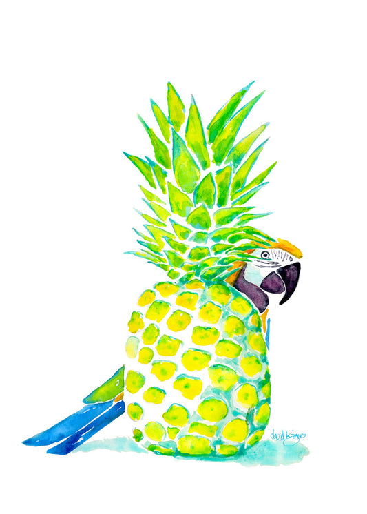 Pineapple Parrot (art print) - davidkjonesart