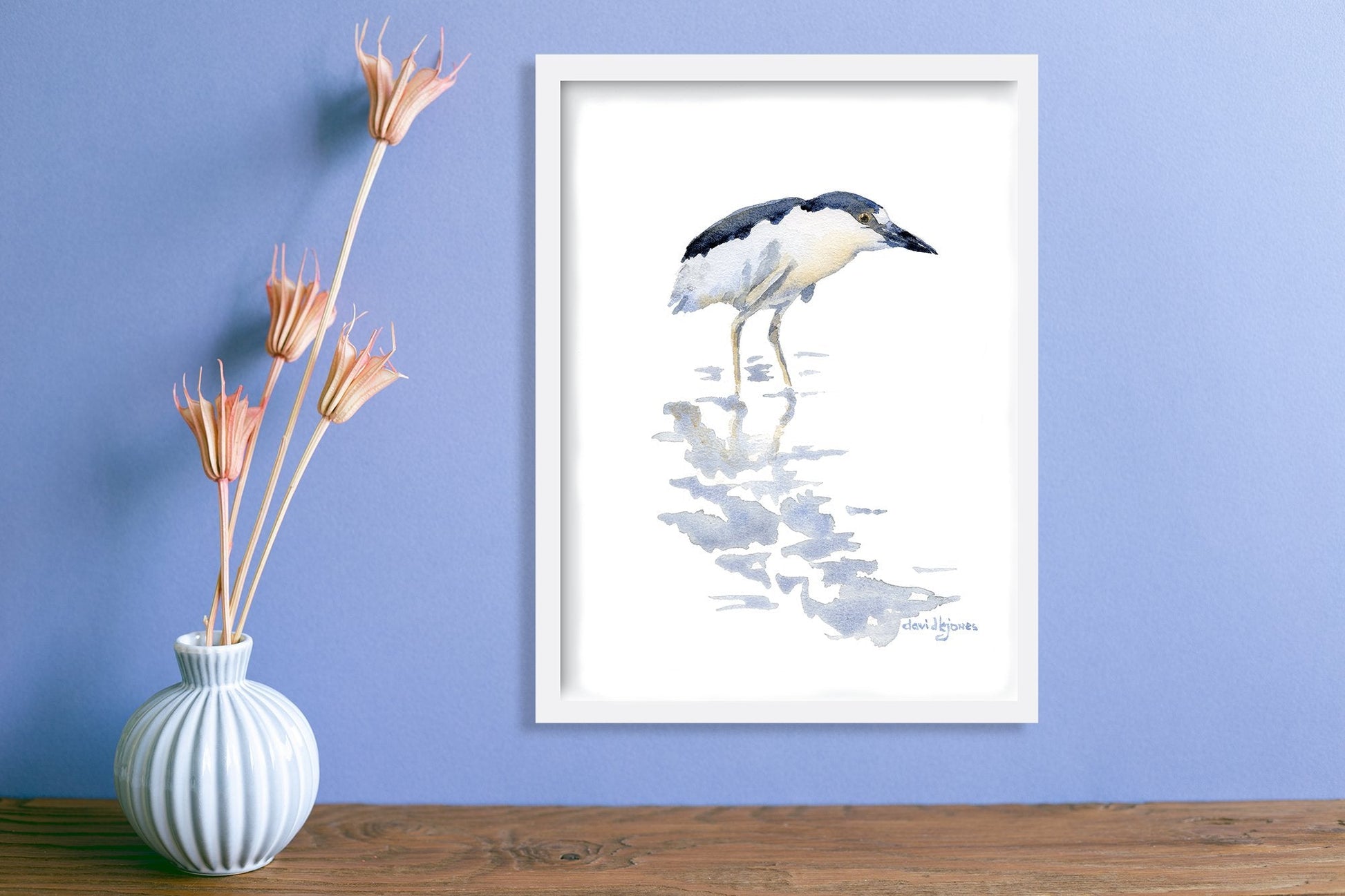 Pretty Bird (Black - Crowned Night Heron) Art Print - davidkjonesart