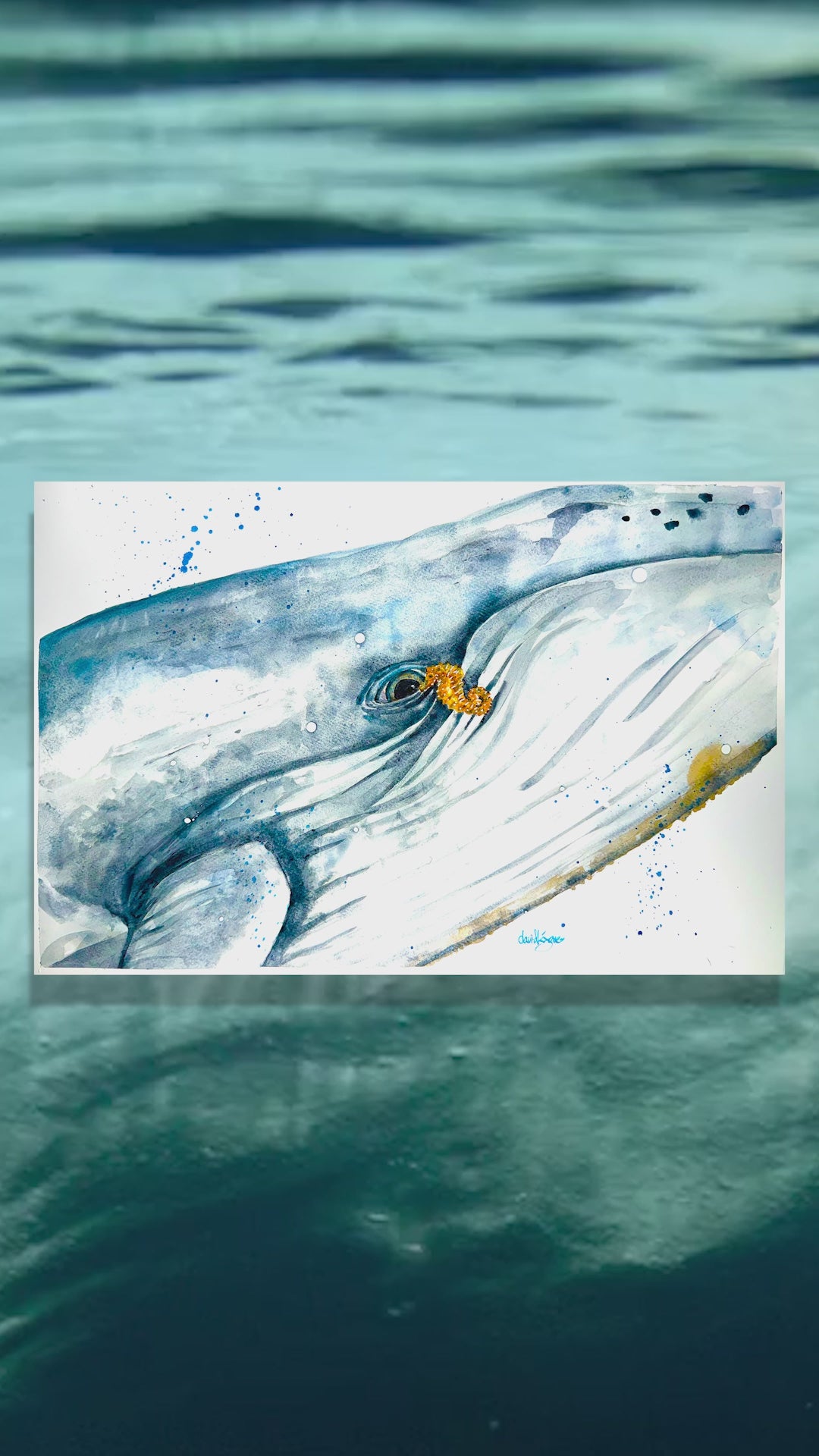 star  whale  ハンドメイドパステル画　絵画アート原画 star whale ハンドメイドパステル画 絵画アート原画