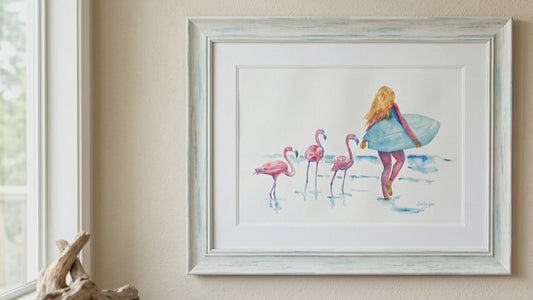 Little Flo Peep (flamingos and surfer girl print)