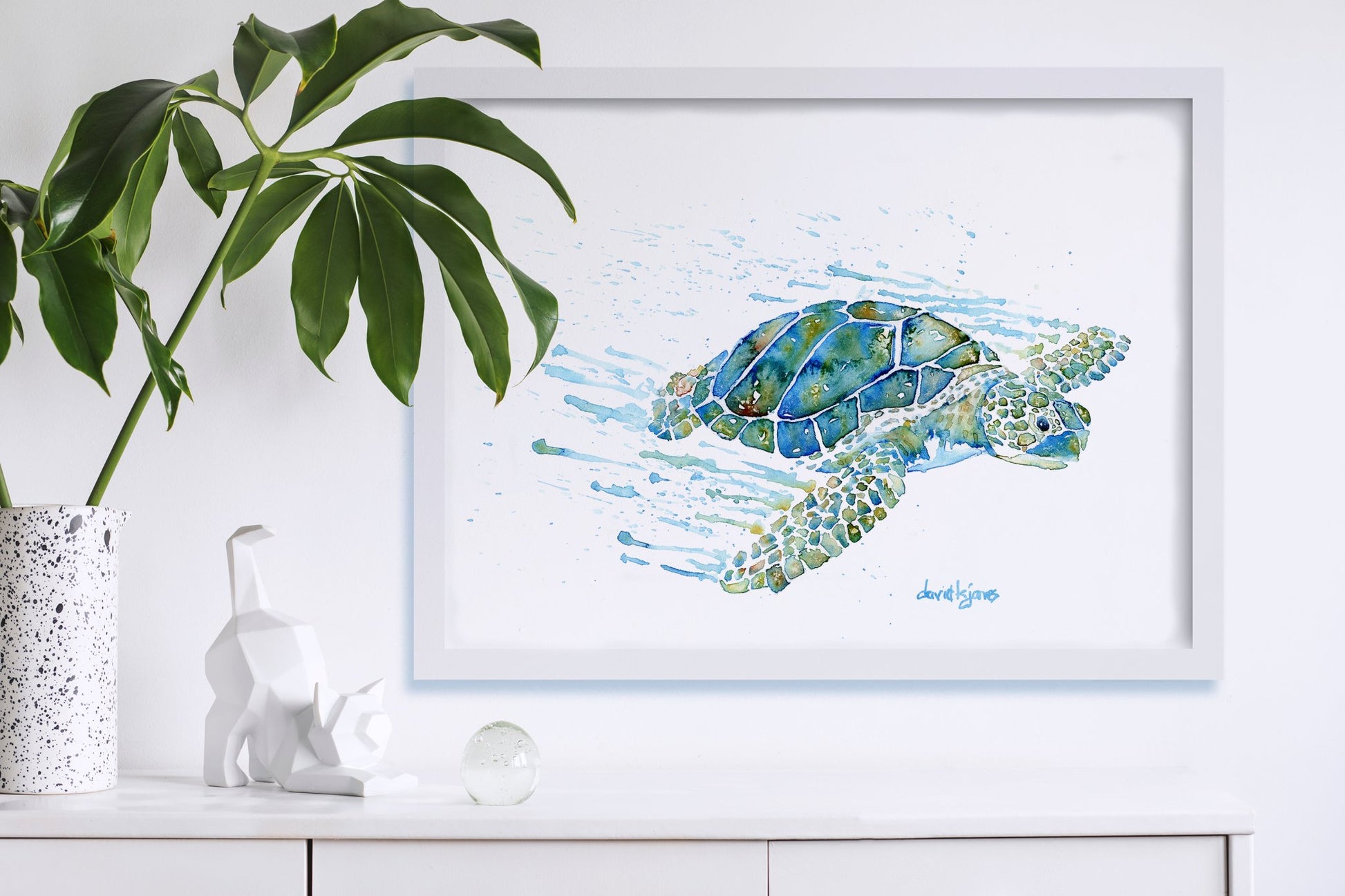 Seaweed - Top Flyer (Sea Turtle art print) - davidkjonesart